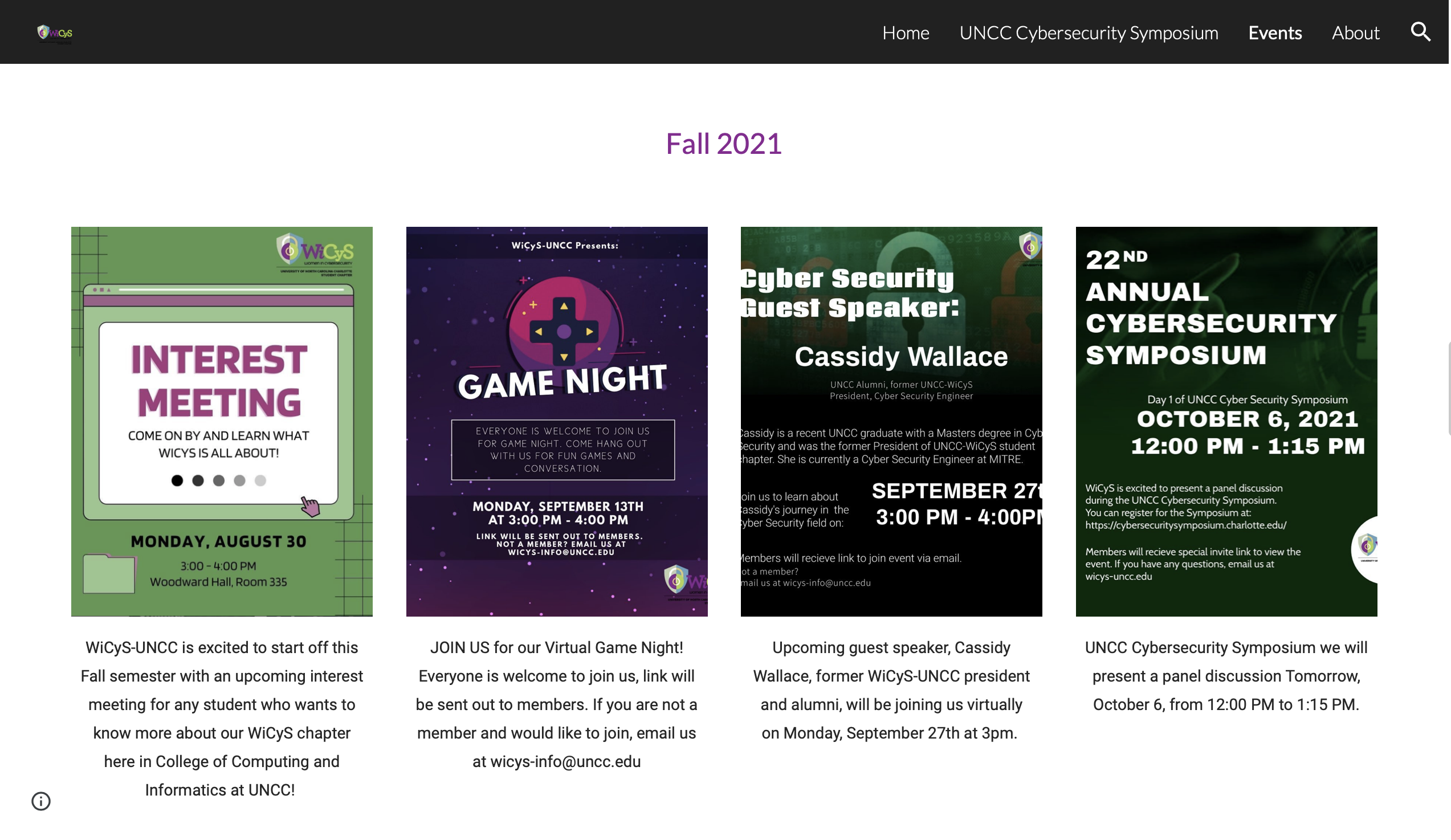 WiCyS-UNCC Events